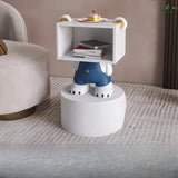 Cartoon White Resin Wood Open Storage Kids Nightstand Image - 4