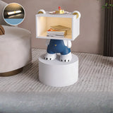 Cartoon White Resin Wood Open Storage Kids Nightstand Image - 6