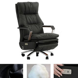 Casters Orange Reclining Leather Swivel Office Chair Image - 2