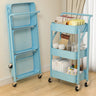 Casual 3-Tier Rolling Foldable Steel Bookcase Cart Image - 5