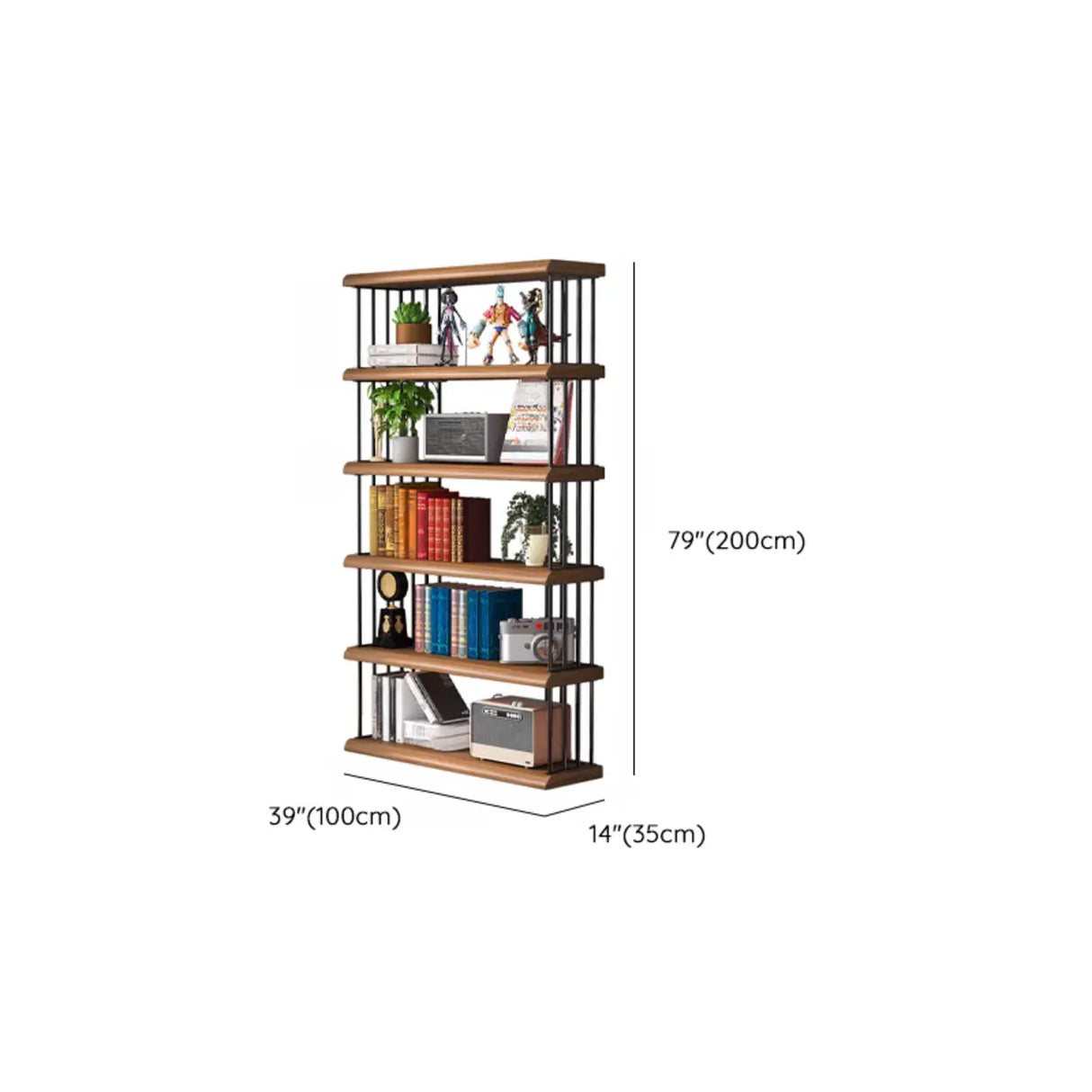 Casual Alloy 5-Shelf Open Back Organizer Bookshelf Image - 11