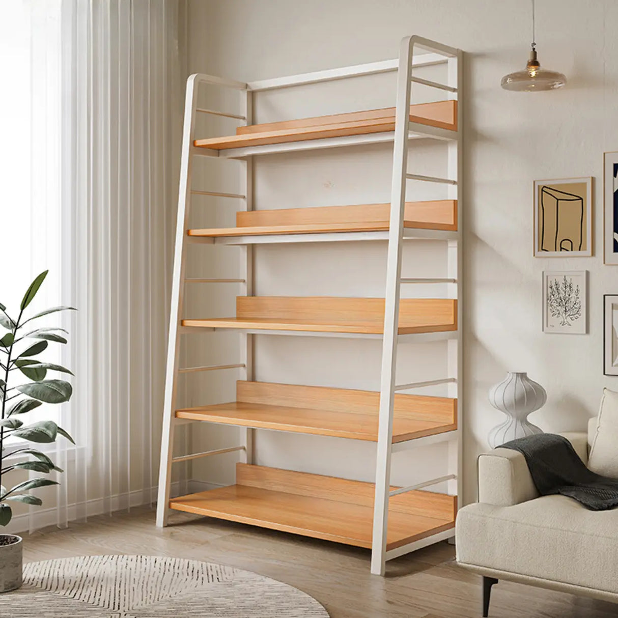 Casual Alloy Open Back 5-Tier Etagere Storage Bookshelf Image - 12