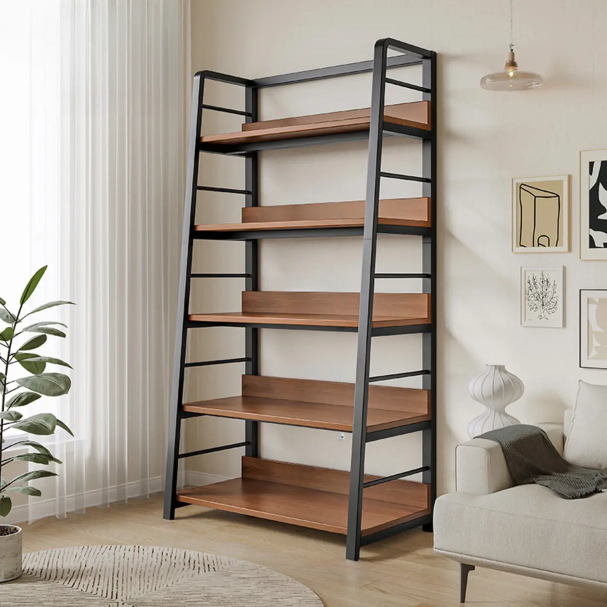 Casual Alloy Open Back 5-Tier Etagere Storage Bookshelf Image - 20