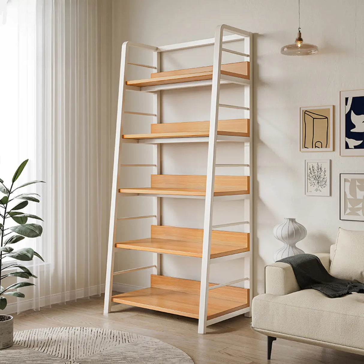 Casual Alloy Open Back 5-Tier Etagere Storage Bookshelf Image - 7
