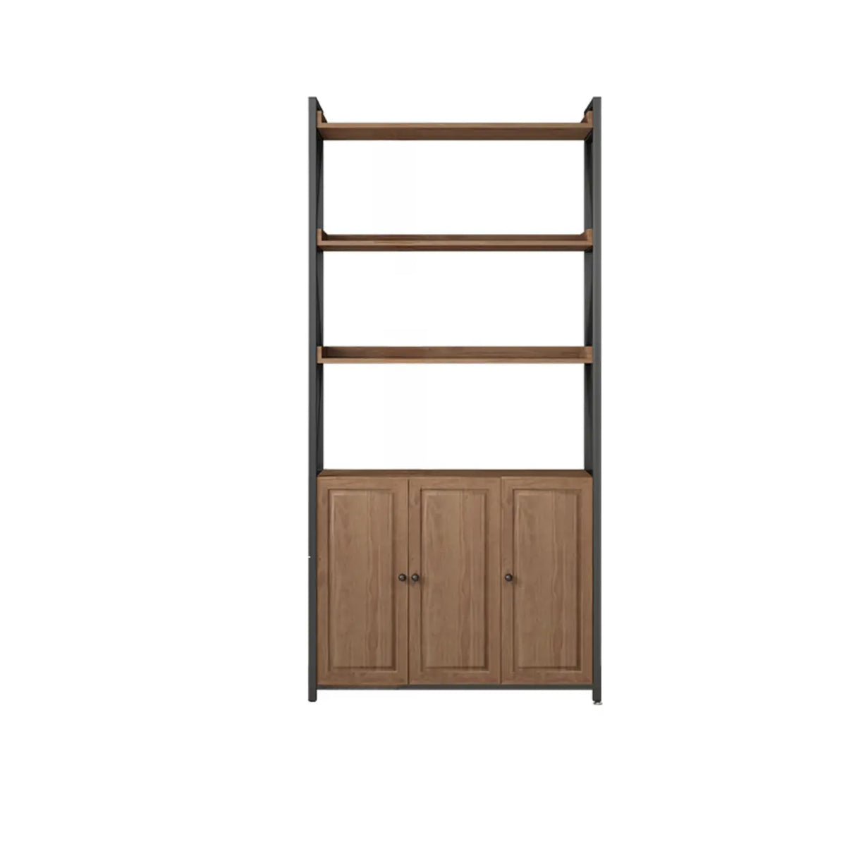 Casual Auburn Metal Frame Wooden Display Bookshelf Image - 17
