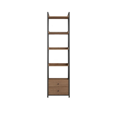Casual Auburn Metal Frame Wooden Display Bookshelf Image - 2