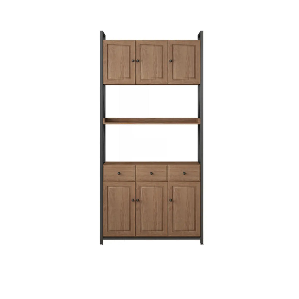 Casual Auburn Metal Frame Wooden Display Bookshelf Image - 21