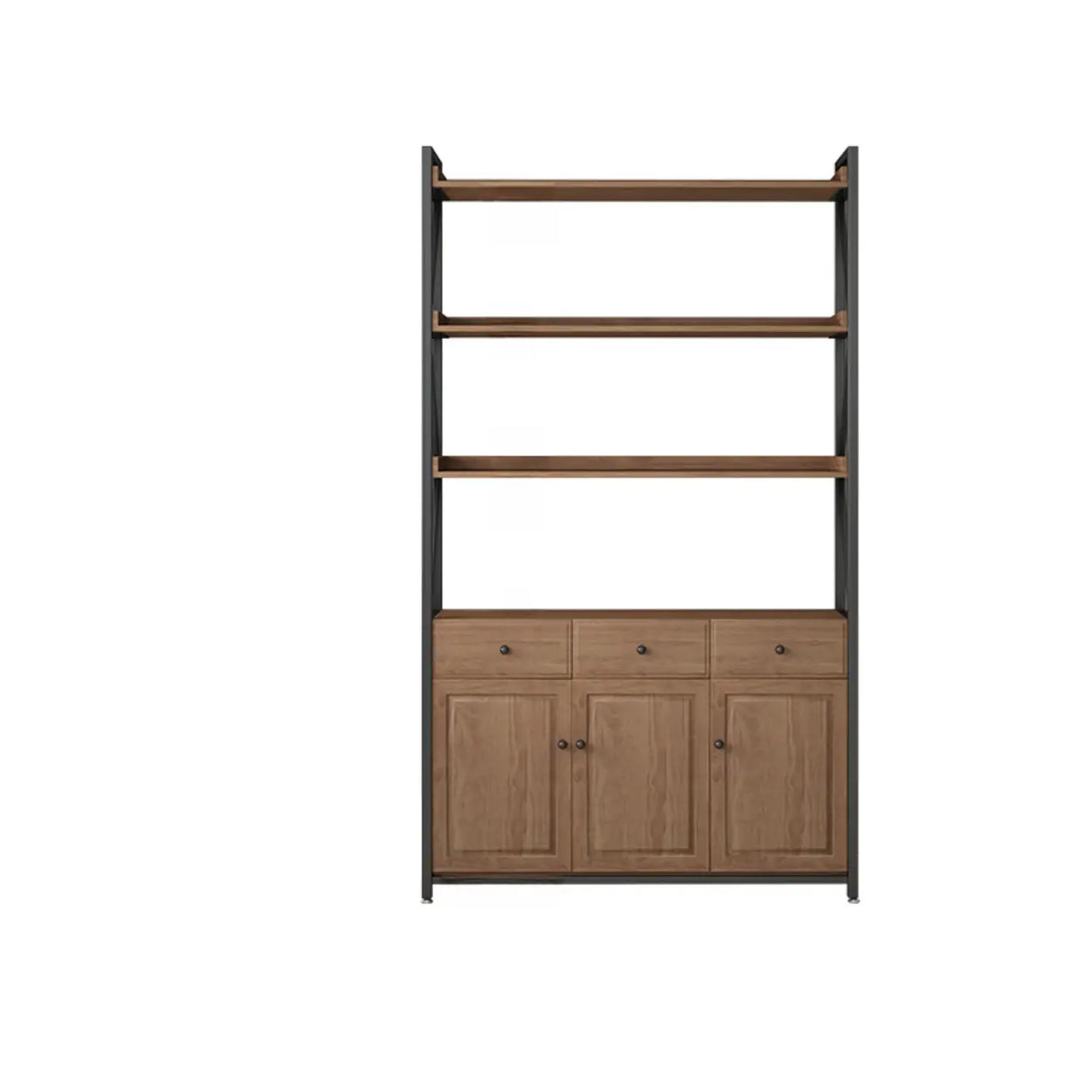 Casual Auburn Metal Frame Wooden Display Bookshelf Image - 22