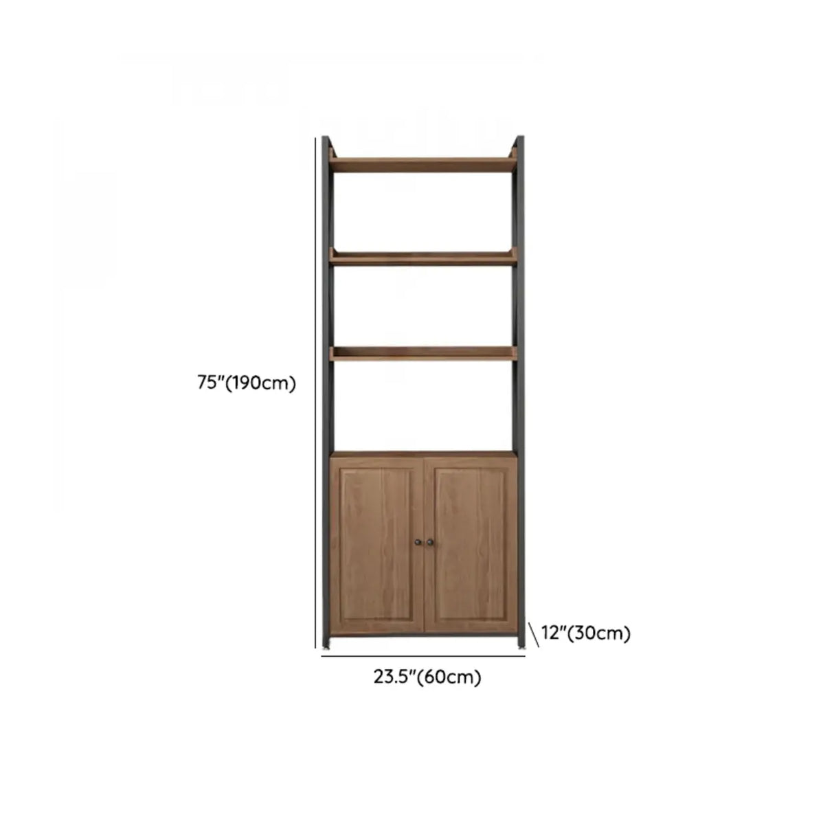 Casual Auburn Metal Frame Wooden Display Bookshelf 