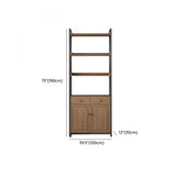 Casual Auburn Metal Frame Wooden Display Bookshelf Image - 34