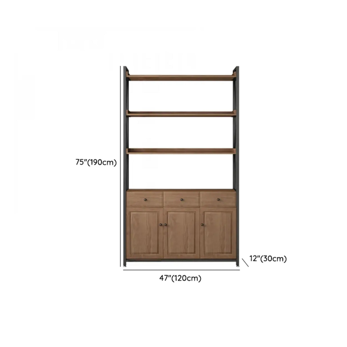 Casual Auburn Metal Frame Wooden Display Bookshelf Image - 41