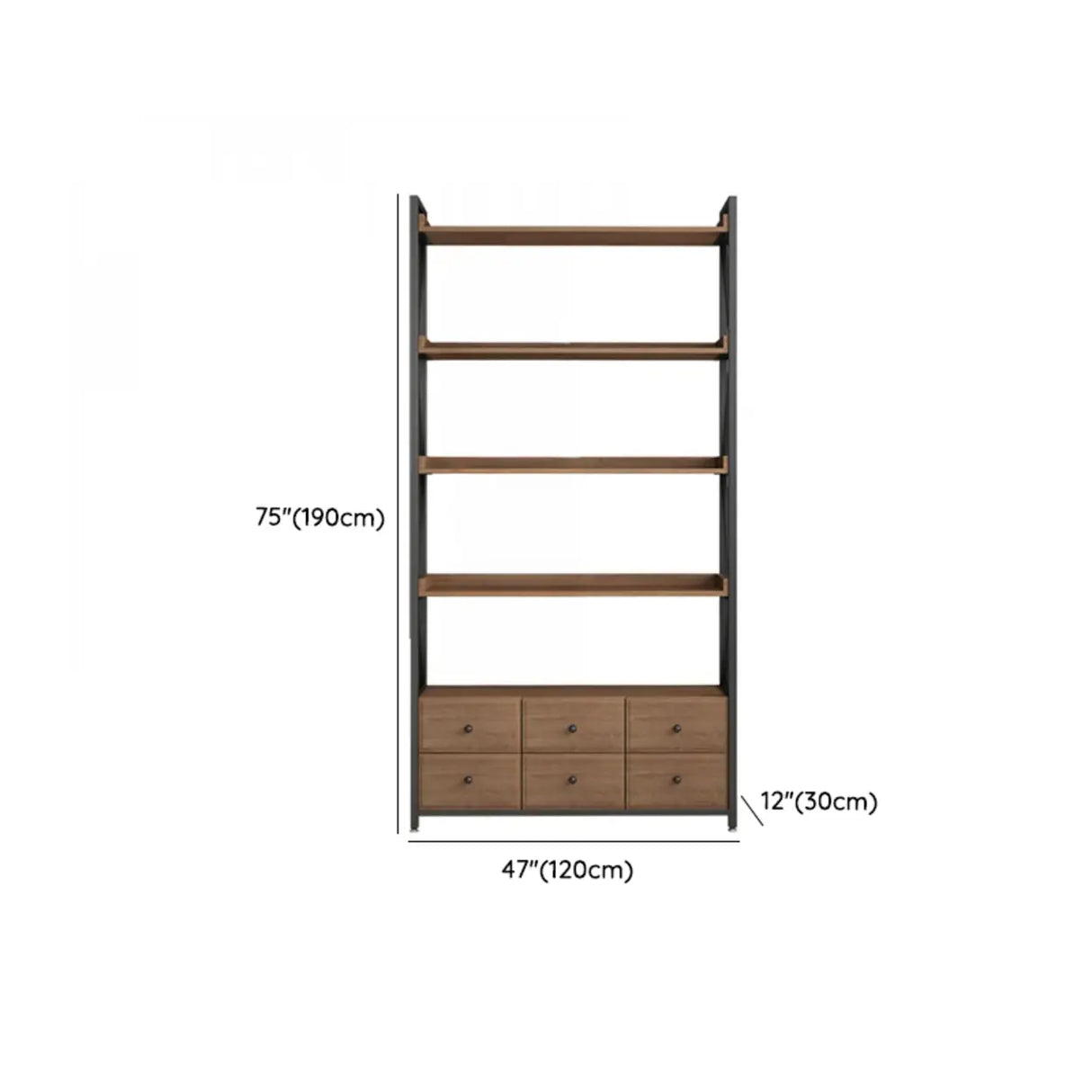Casual Auburn Metal Frame Wooden Display Bookshelf Image - 47
