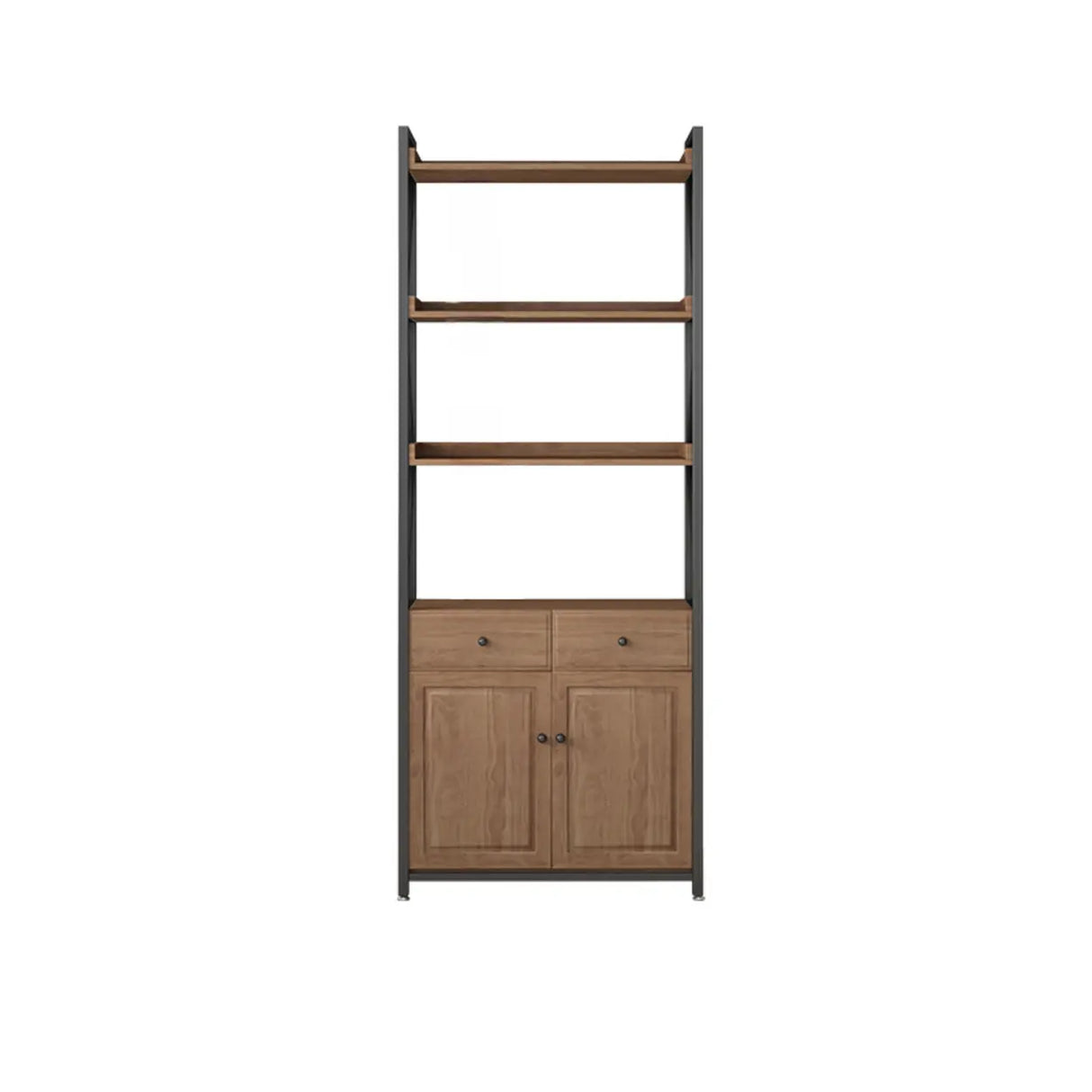 Casual Auburn Metal Frame Wooden Display Bookshelf Image - 5