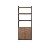 Casual Auburn Metal Frame Wooden Display Bookshelf Image - 5