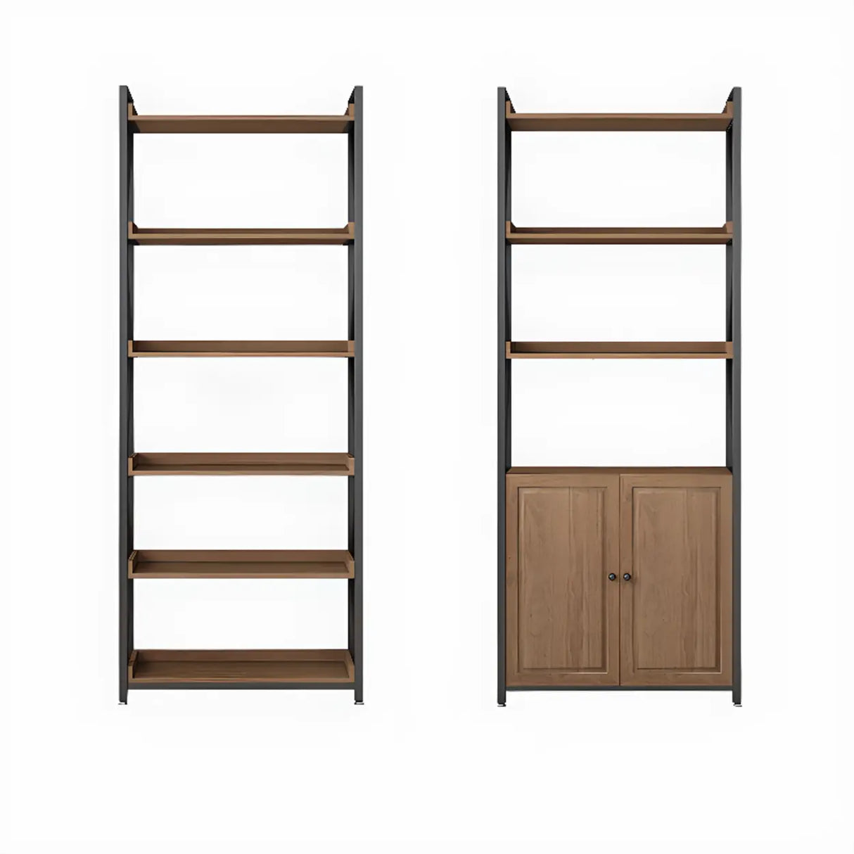 Casual Auburn Metal Frame Wooden Display Bookshelf Image - 9