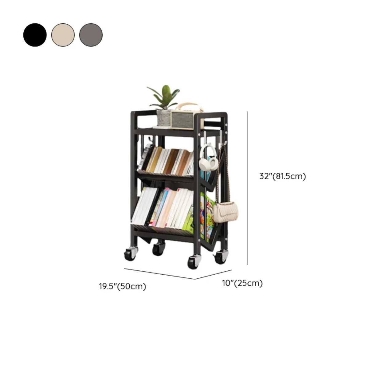 Casual Beige Steel Open Sliding Display Bookshelf 