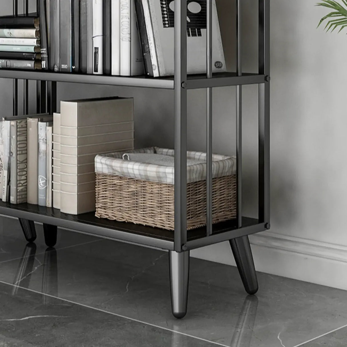 Casual Black Frame Vertical Rectangle Storage Bookcase Image - 11