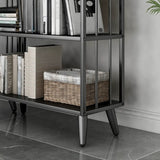 Casual Black Frame Vertical Rectangle Storage Bookcase Image - 11