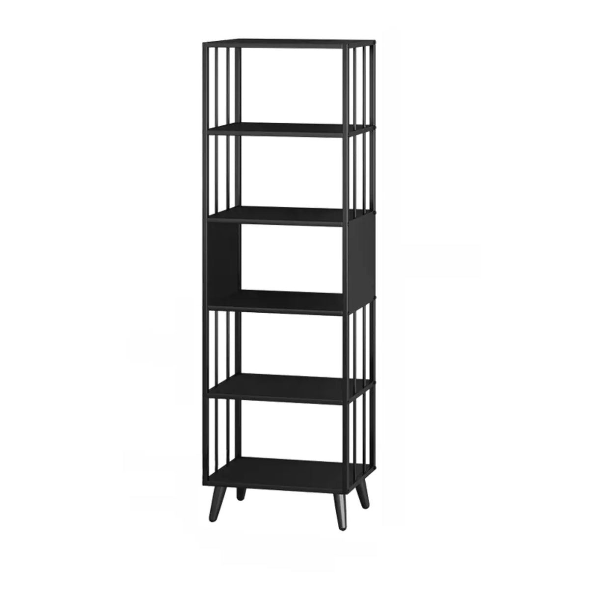 Casual Black Frame Vertical Rectangle Storage Bookcase Image - 12