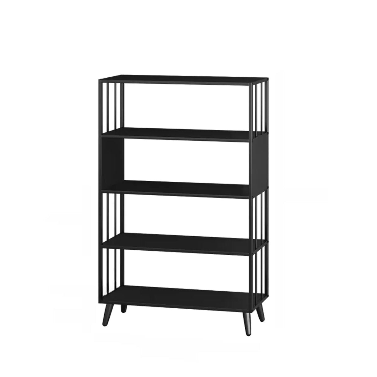 Casual Black Frame Vertical Rectangle Storage Bookcase Image - 14