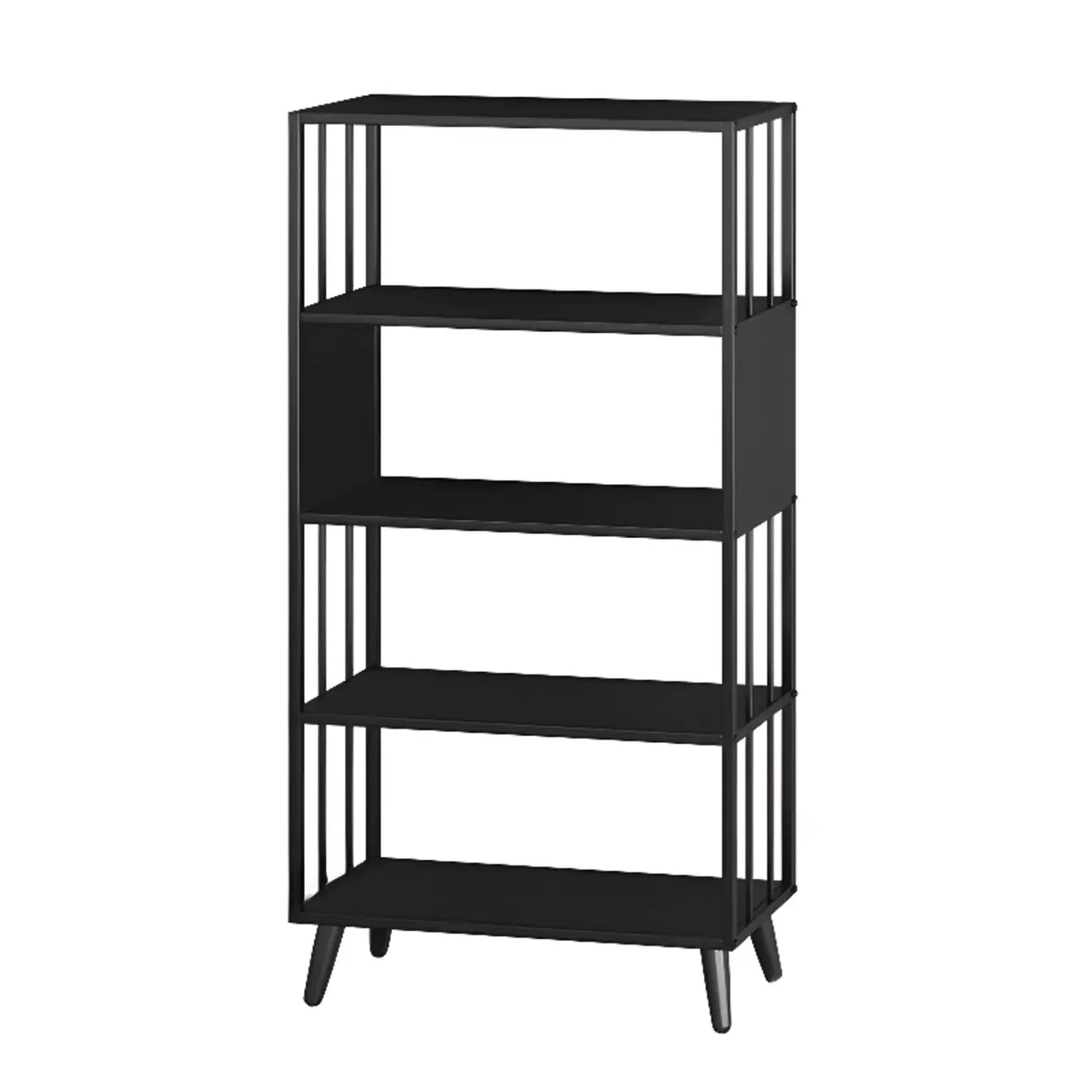 Casual Black Frame Vertical Rectangle Storage Bookcase Image - 17