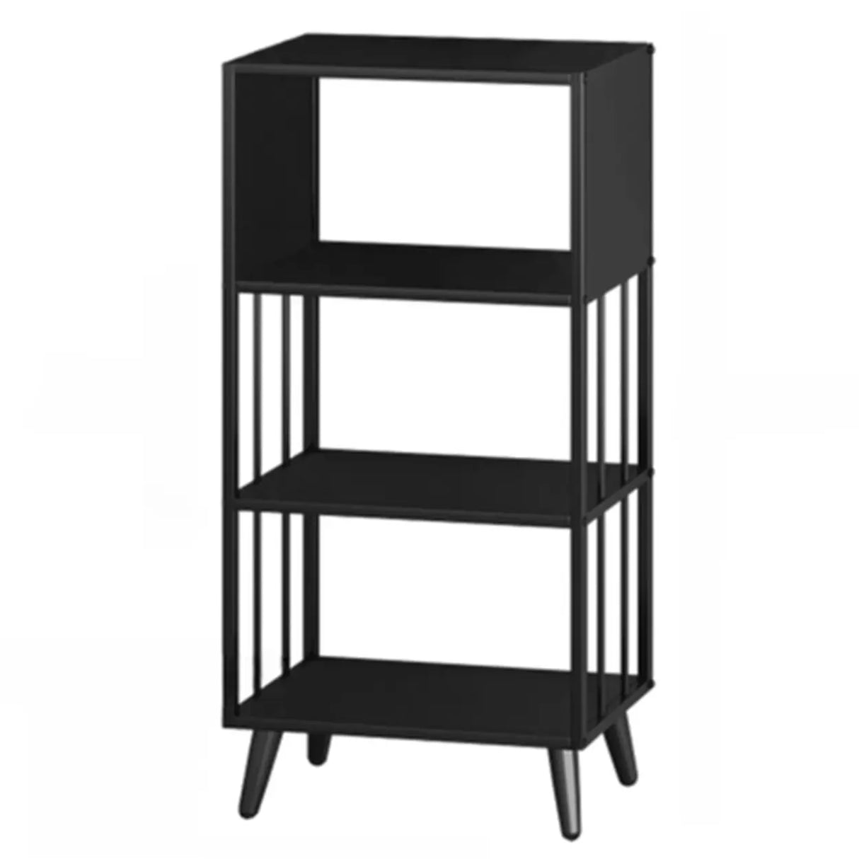 Casual Black Frame Vertical Rectangle Storage Bookcase Image - 18