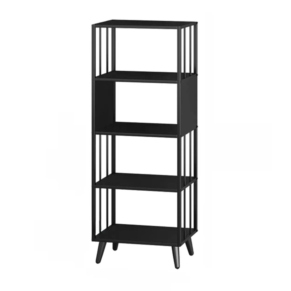 Casual Black Frame Vertical Rectangle Storage Bookcase Image - 19