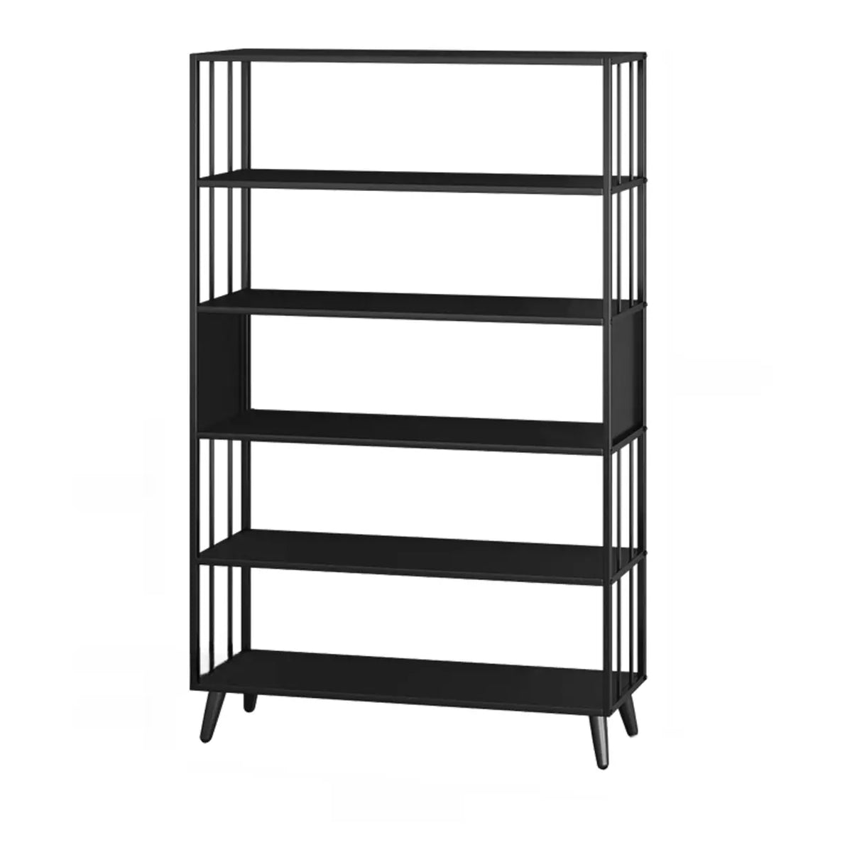 Casual Black Frame Vertical Rectangle Storage Bookcase Image - 2
