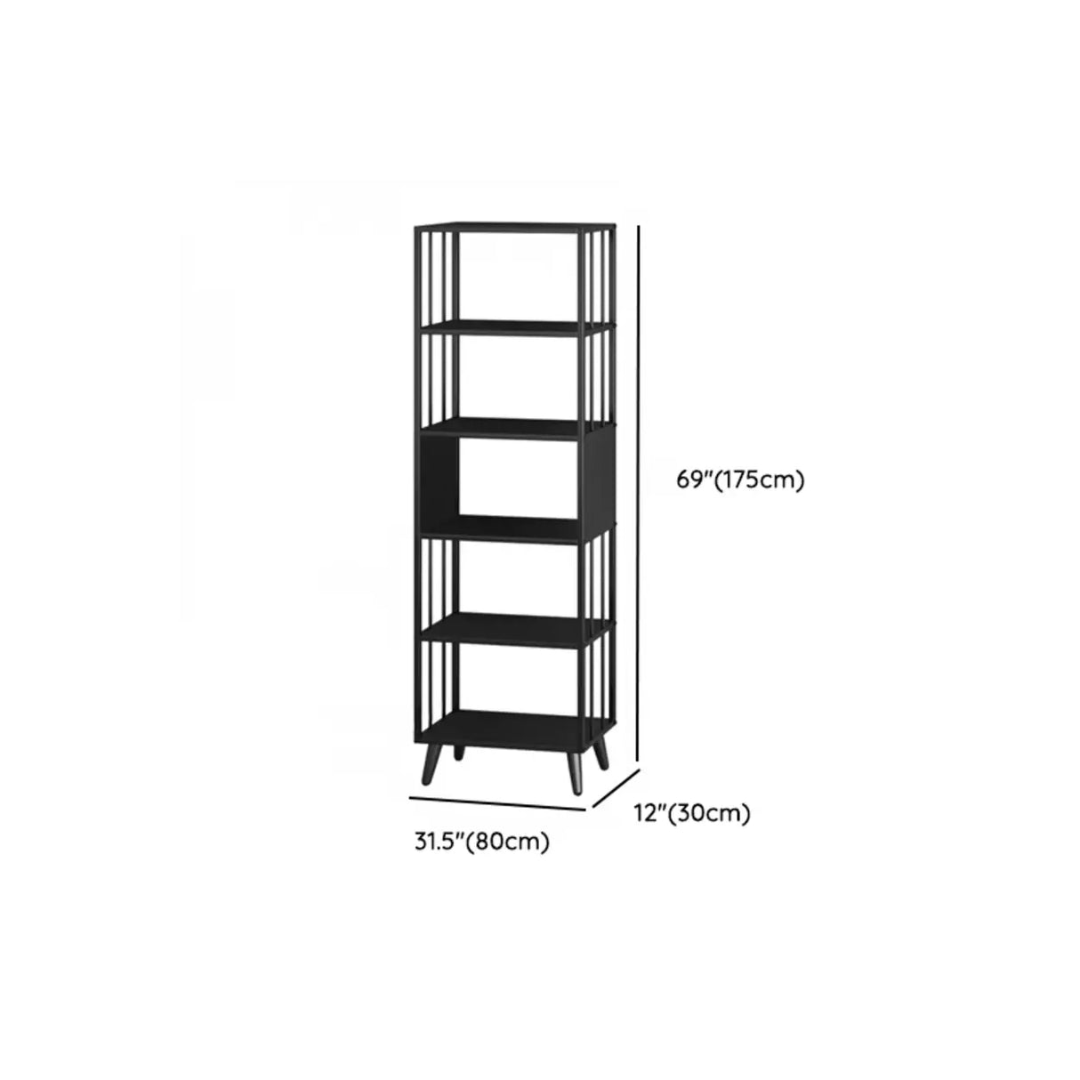 Casual Black Frame Vertical Rectangle Storage Bookcase Image - 24