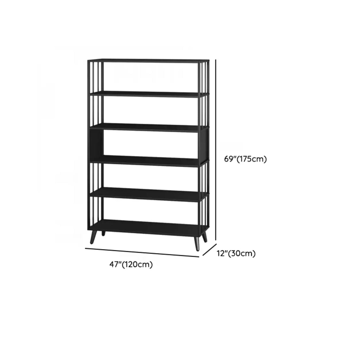 Casual Black Frame Vertical Rectangle Storage Bookcase Image - 25