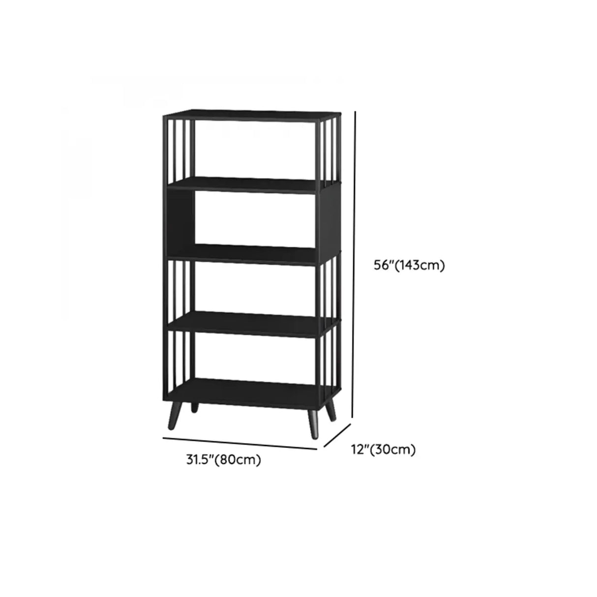 Casual Black Frame Vertical Rectangle Storage Bookcase Image - 27