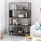 Casual Black Frame Vertical Rectangle Storage Bookcase Image - 4