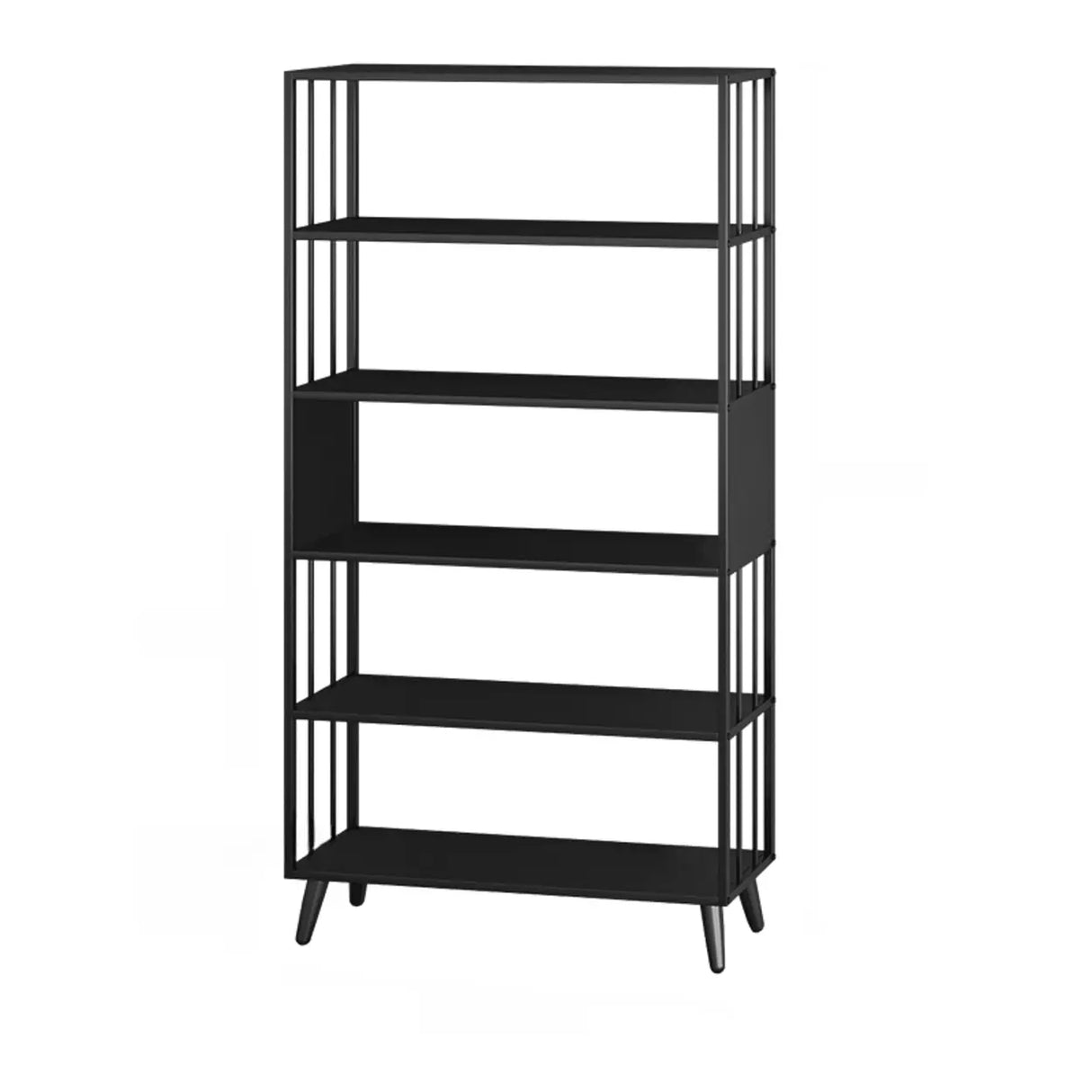Casual Black Frame Vertical Rectangle Storage Bookcase Image - 6