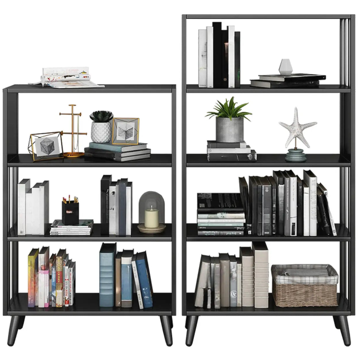 Casual Black Frame Vertical Rectangle Storage Bookcase Image - 7