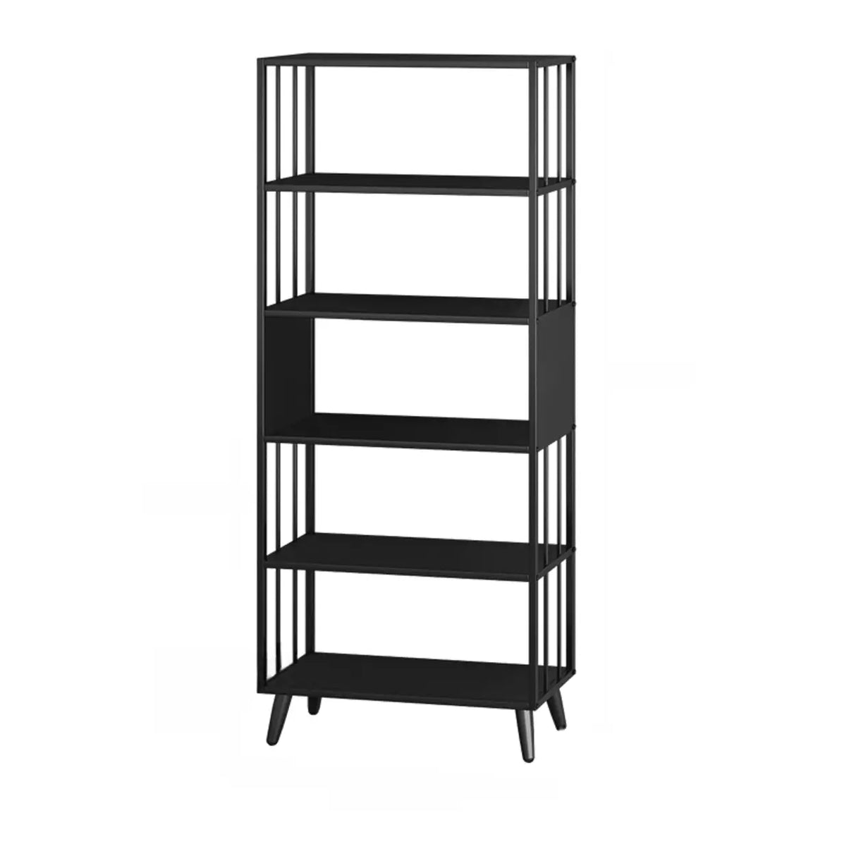 Casual Black Frame Vertical Rectangle Storage Bookcase Image - 9