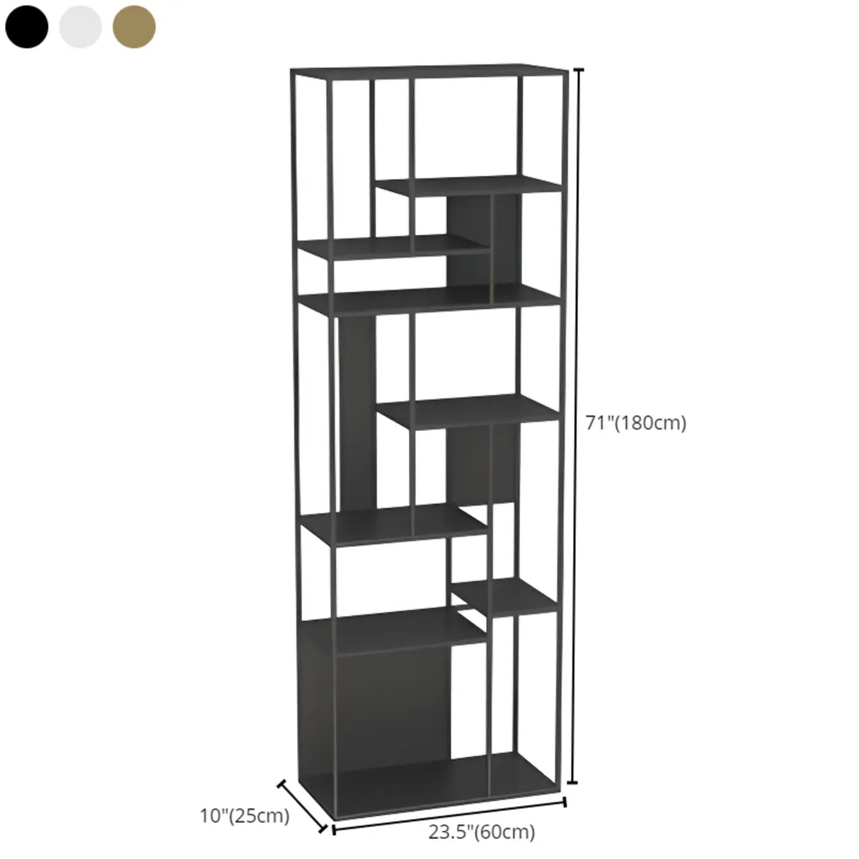 Casual Black Vertical Alloy Open-Back Display Bookshelf 