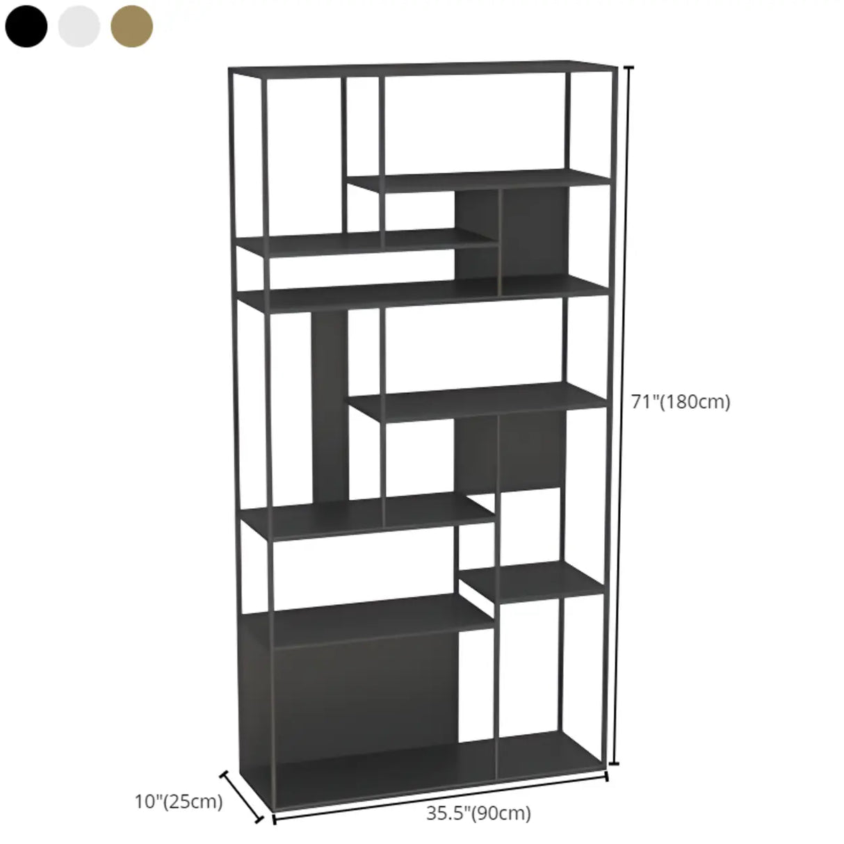 Casual Black Vertical Alloy Open-Back Display Bookshelf Image - 17