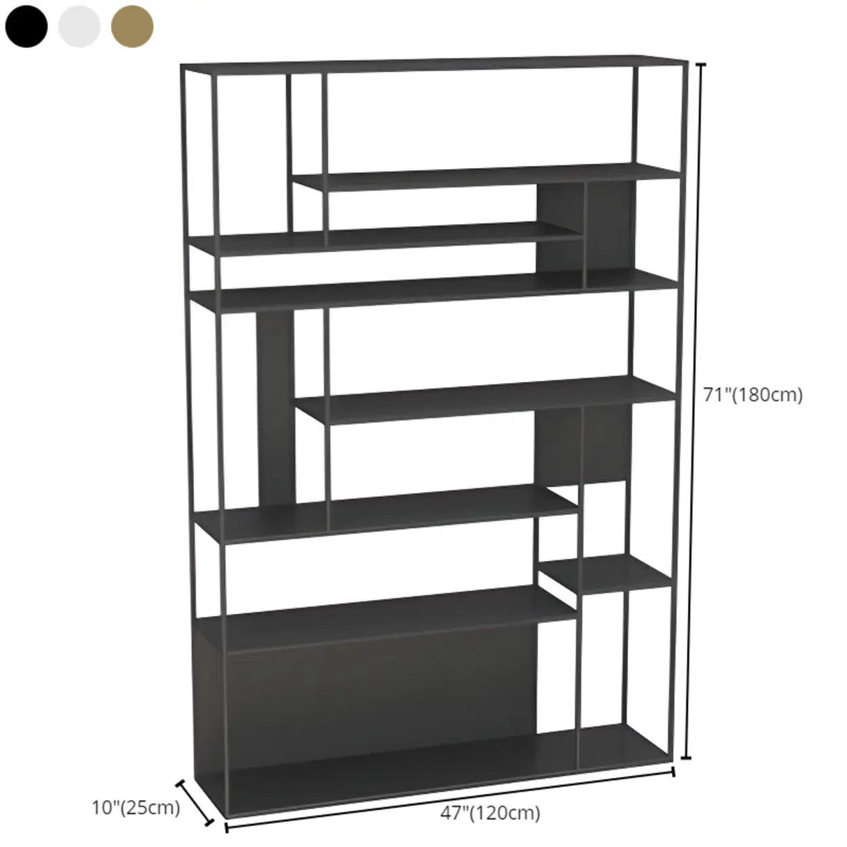 Casual Black Vertical Alloy Open-Back Display Bookshelf Image - 18