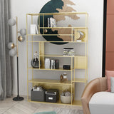 Casual Black Vertical Alloy Open-Back Display Bookshelf Image - 2
