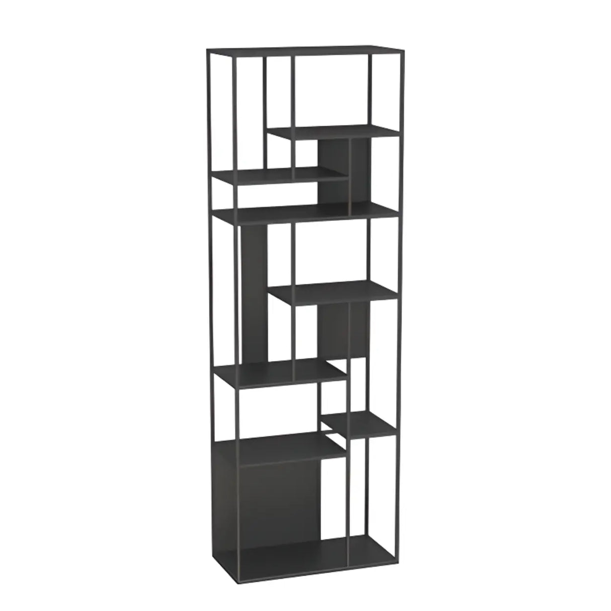 Casual Black Vertical Alloy Open-Back Display Bookshelf Image - 7
