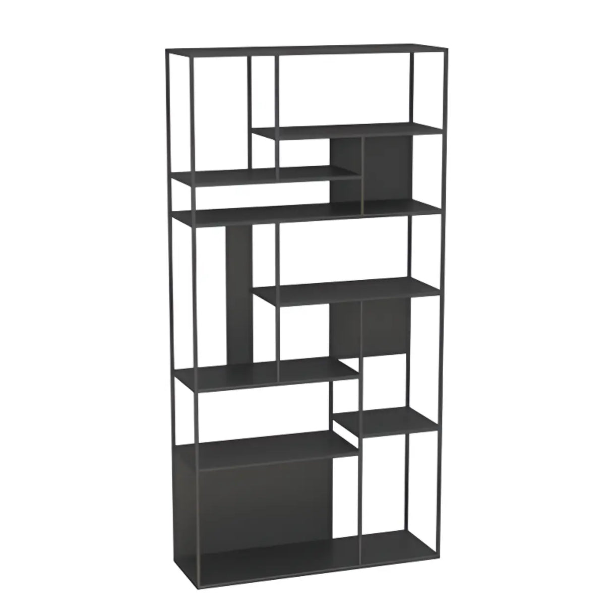 Casual Black Vertical Alloy Open-Back Display Bookshelf Image - 8