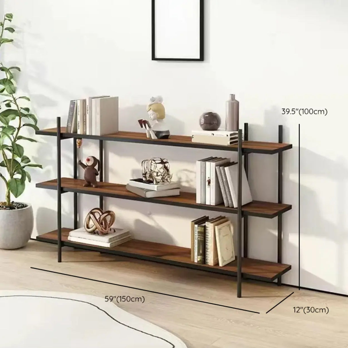 Casual Brown Open Rectangle Etagere Display Bookshelf Image - 21