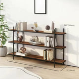 Casual Brown Open Rectangle Etagere Display Bookshelf Image - 21