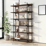 Casual Brown Open Rectangle Etagere Display Bookshelf Image - 26