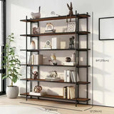 Casual Brown Open Rectangle Etagere Display Bookshelf Image - 32