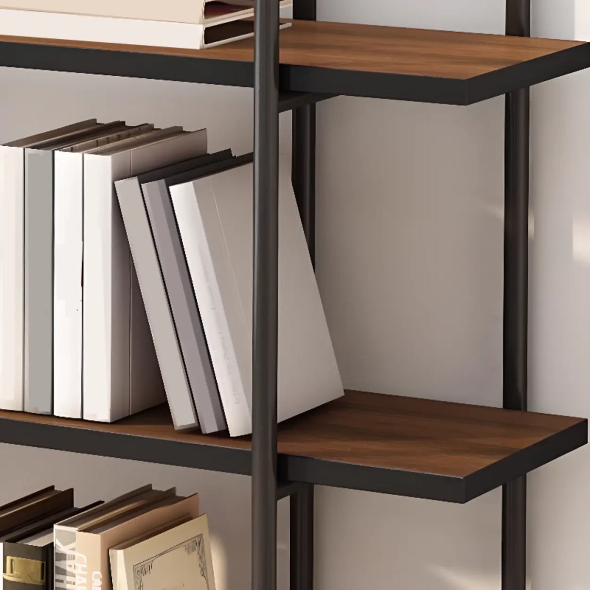 Casual Brown Open Rectangle Etagere Display Bookshelf Image - 10
