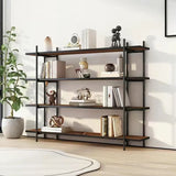 Casual Brown Open Rectangle Etagere Display Bookshelf Image - 4