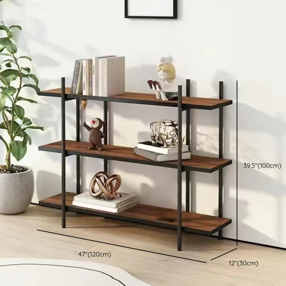 Casual Brown Open Rectangle Etagere Display Bookshelf Image - 12