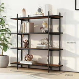 Casual Brown Open Rectangle Etagere Display Bookshelf Image - 16