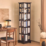 Casual Brown Rotating Wooden Open Back Narrow Bookcase Image - 4